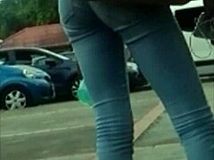Candid ebony teens in tight jeans show off their curves