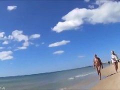 Mature mom gets naked on the beach