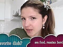 Russian teen Gina gerson gives a homevideo interview to her fans for their pleasure