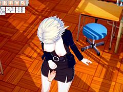Jeanne, aki nagy mellekkel van, szopást kap ebben a Hentai videóban