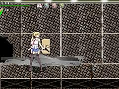 Permainan video hentai menampilkan berambut perang panas dalam aksi dengan lelaki
