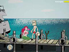 Zeichentrickfilme mit großen Schwänzen und großen Ärschen, die sich auf einer luxuriösen Yacht an einer Anal-Orgie beteiligen