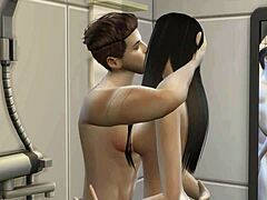 Нецензурирана 3Д хентаи секс сцена са симилиш дзире у купатилу