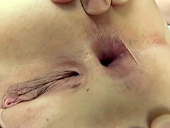 Blonde bombshell gets her asshole stretched and her face fucked in Jizzorama video