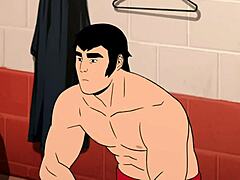 Синята коса, големи гърди и тяло на Томи Катана в анимационен секс