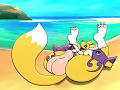 Anime babe Renamon gets her big butt pounded