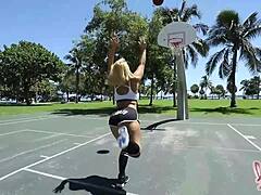 Nina Kayy's athletic cowgirl ride on basketball-inspired dunk