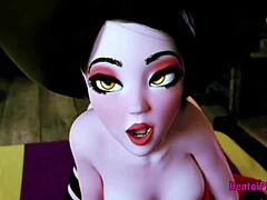 Две възбудени анимационни вещици се отдават на 3D секс с големи членове