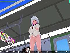 Skrivnostni anime blowjob in creampie v dvigalu med h-igro