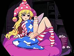 Amerikaans meisje masturbeert met Hentai-animatie